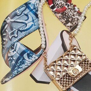 Metal Mini Gold Faux Pearls Women Handbag Purse Casual Formal Accessory Gift